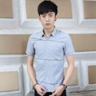 Lettering Stripe Short-sleeve Shirt