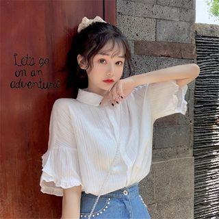 Flared-sleeve Lace Trim Shirt
