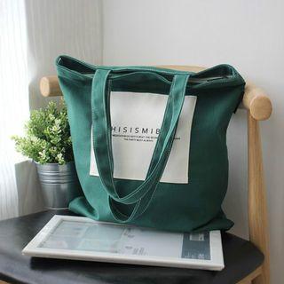 Lettering Applique Canvas Shopper Bag