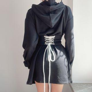Lettering Print Mini A-line Hoodie Dress