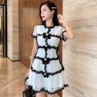 Lace Bow Accent Short-sleeve Mini A-line Dress