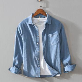 Pocket-front Long-sleeve Corduroy Shirt