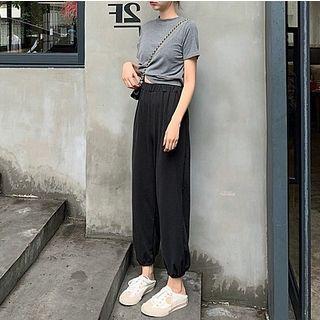 Set: Cropped Short-sleeve T-shirt + Cropped Harem Pants