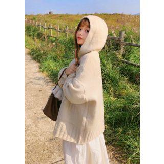 Hooded Knit Open Cardigan