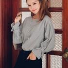 Long-sleeve Tie-cuff Striped Top