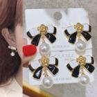 Faux Pearl Bow Drop Earring 1 Pair - White - One Size