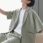 Short Sleeve Waffle Blazer / Straight Leg Dress Shorts