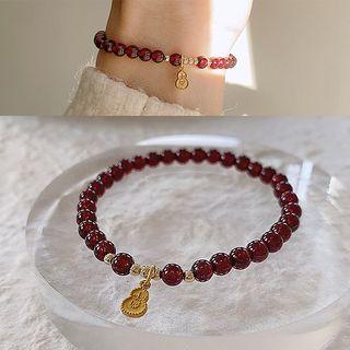 Gourd Sterling Silver Pendant Gemstone Bead Bracelet