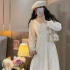 V-neck Lace Cutout Long-sleeve Dress