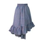 Frill Hem Plaid Flared Skirt
