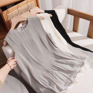 Sleeveless Accordion Pleated Blouse