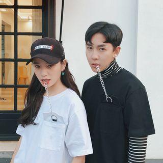 Couple Matching Chain Detail Short-sleeve T-shirt