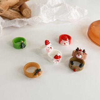 Christmas Cartoon Acrylic Ring (various Designs)