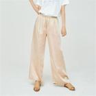Band-waist Satin Wide-leg Pants