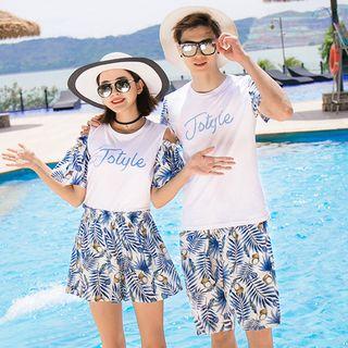 Family Matching Print Drawstring Shorts / Short-sleeve T-shirt / Skort / Set