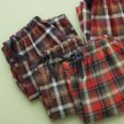 Plaid Straight-cut Linen Lounge Pants