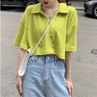 Short-sleeve Crop Polo Top