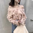 Long-sleeve Off Shoulder Furry Top