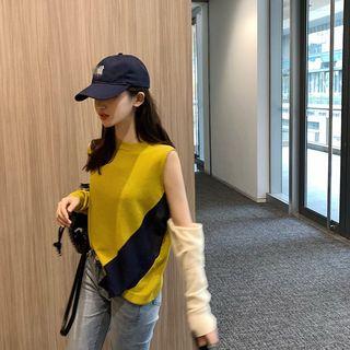 Color-block Removable Sleeve Top