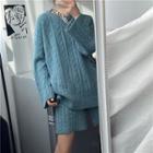 Cable Knit Sweater / Knit Shorts
