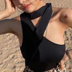 One-shoulder Tie-neck Camisole Top