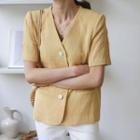 Short-sleeve Buttoned Jacket As Shown In Figure - One Size