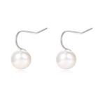 Faux Pearl Dangle Earring 1 Pair - Hook Earring - Silver - One Size