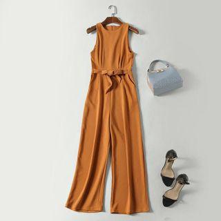 Tie Waist Sleeveless Jumpsuit