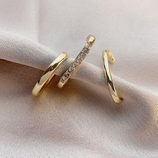 Non-matching Rhinestone Alloy Earring 1 Pair - Gold - One Size