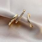 Non-matching Rhinestone Alloy Earring 1 Pair - Gold - One Size