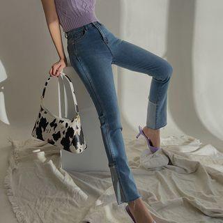 Stretched Colorblock Slim-fit Jeans