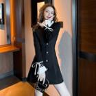 Long-sleeve Button-up A-line Mini Dress