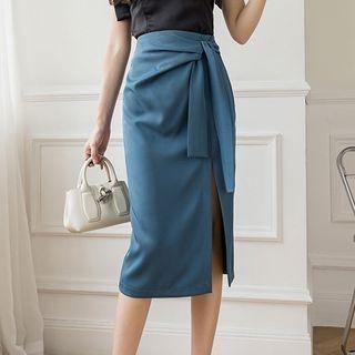 Wrap Side-slit Pencil Skirt