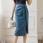 Wrap Side-slit Pencil Skirt