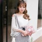 Off-shoulder Ruffled-trim Chiffon Top