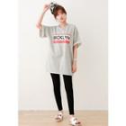 Set: Lettering Top + Contrast-trim Leggings