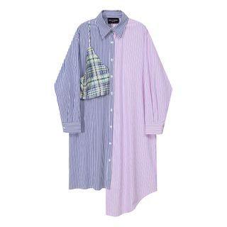 Striped Midi Shirtdress As Shown In Figure - One Size