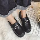 Heart Buckled Chunky Heel Loafers