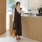 Plunge-neck Cropped Wide-leg Jumpsuit