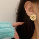Sterling Silver Button Stud Earring 1 Pair - S925 Silver - Gold - One Size