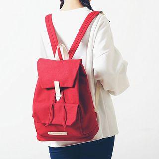 Canvas Drawstring Flap Backpack
