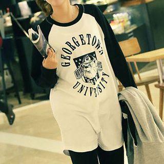 Dog Print Long-sleeve Raglan T-shirt