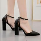 Ankle Strap Pointed Block Heel Sandals