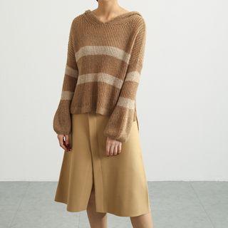 Colour Block Long-sleeve Knit Hoodie