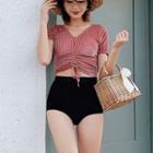 Drawstring Short-sleeve Tankini