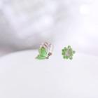 Non-matching Butterfly Flower Stud Earring As Shown In Figure - One Size