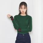 Striped-sleeve Slim-fit Knit Top