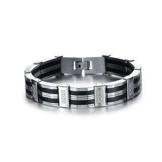 Simple Fashion Geometric 316l Stainless Steel Silicone Bracelet Silver - One Size