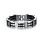 Simple Fashion Geometric 316l Stainless Steel Silicone Bracelet Silver - One Size