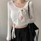 Set : Long-sleeve Drawstring Top + Camisole Top
